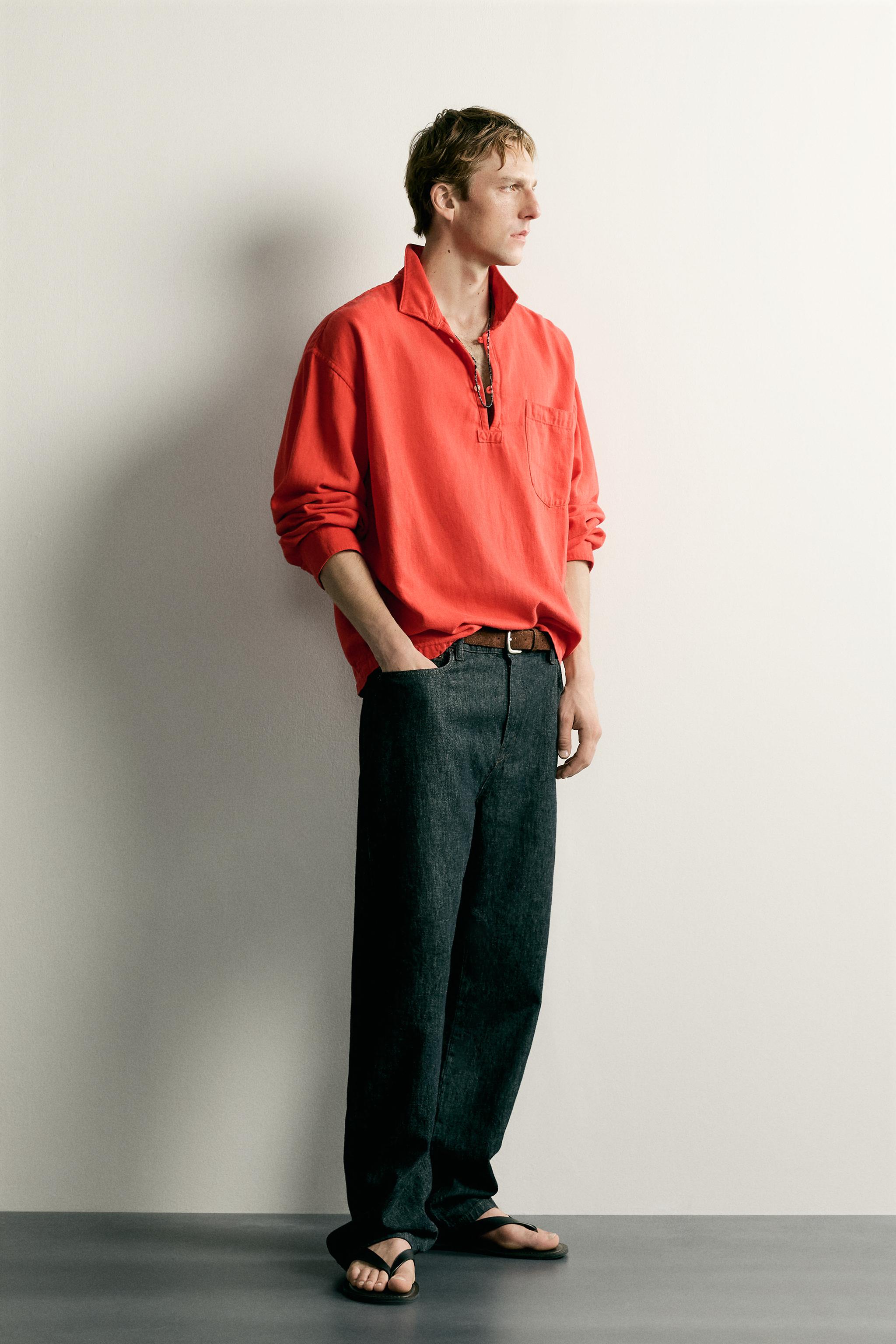 Мужские рубашки Zara RELAXED FIT POLO SHIRT — фото 4