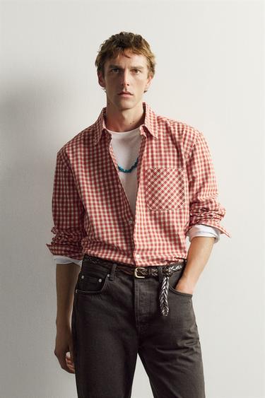 CAMISA TWILL CUADROS AARON LEVINE X ZARA - Crudo / Rojo de Zara