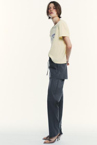PANTALON-JUPE À RAYURES TENNIS - Bleu / Gris de Zara - Image 3