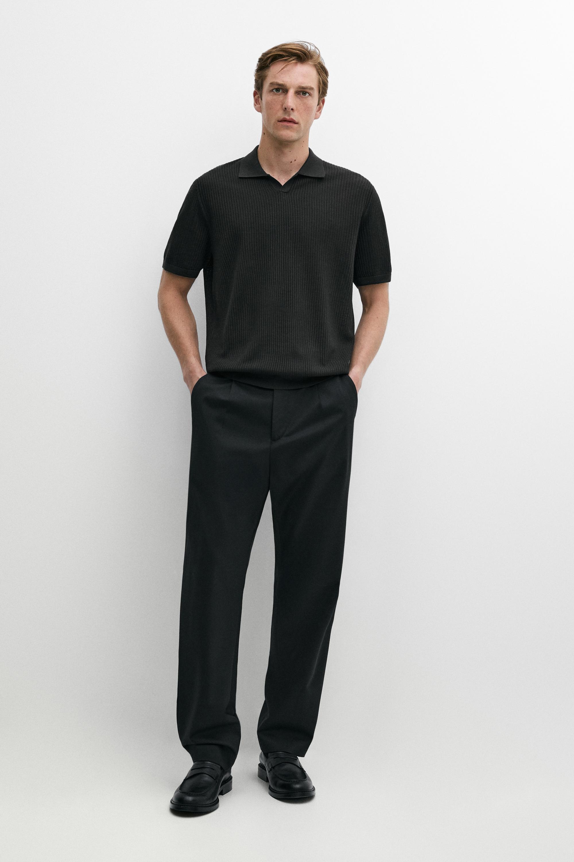 Wool blend short sleeve knit polo