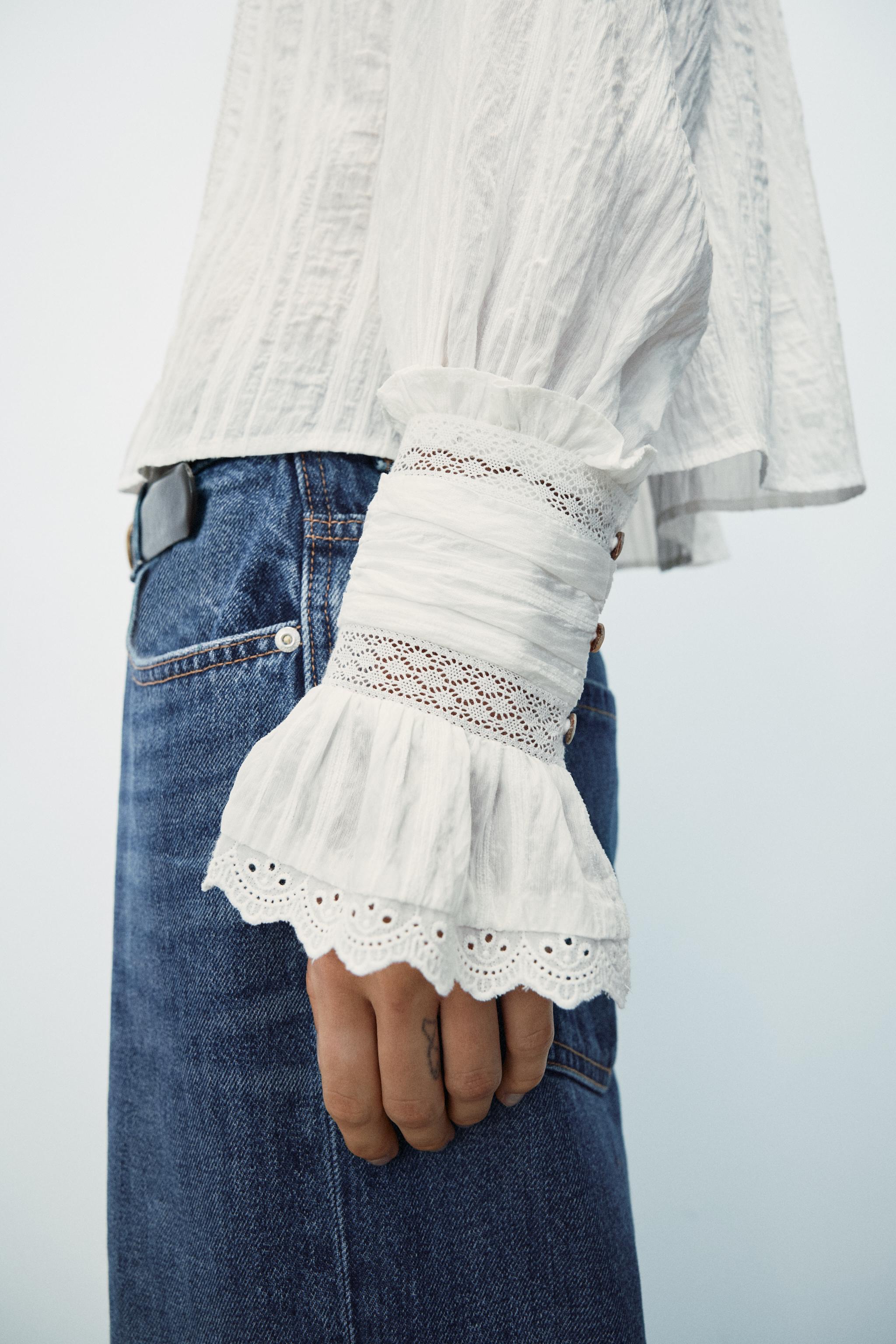 Zara Romantik İşlemeli Bluz görsel 5