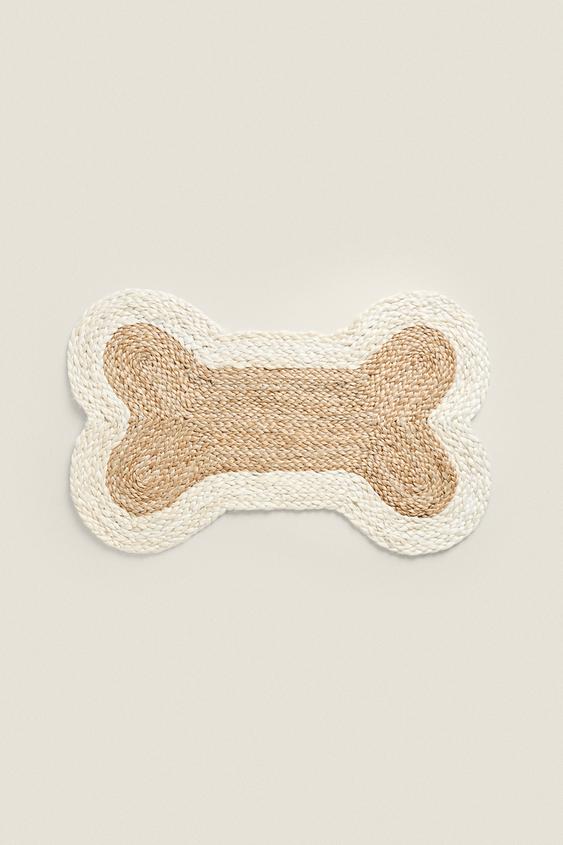 TAPETE DE JUTA EM FORMA DE OSSO PARA ANIMAIS DE ESTIMAÇÃO - Bege-claro da Zara - Imagem 0
