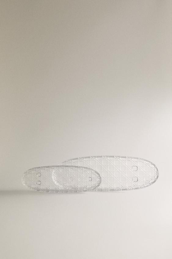 OVAL RAISED DESIGN GLASS SERVING DISH - Transparent by Zara - Image 0