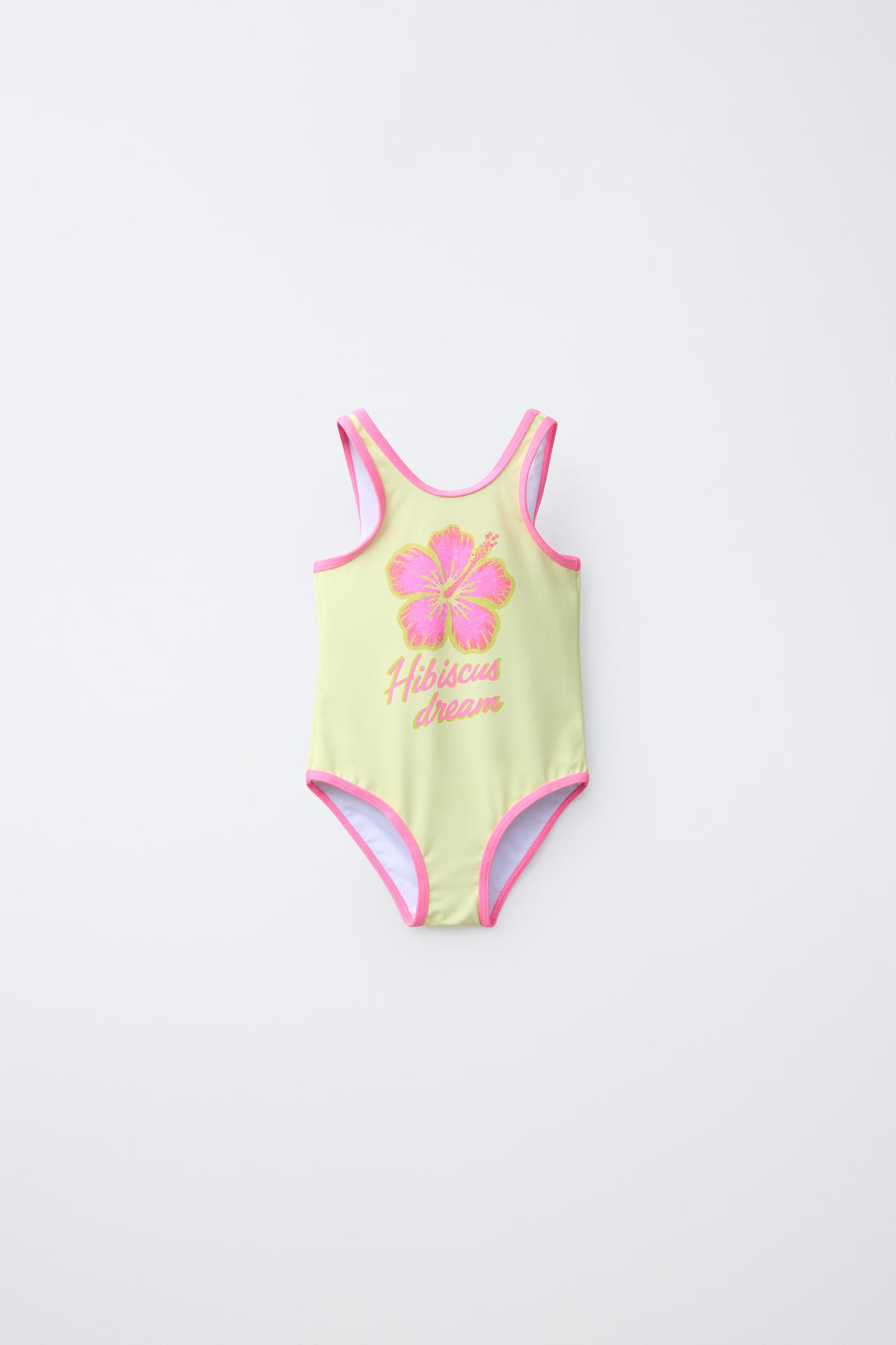 2-6 YEARS/ HIBISCUS FLOWER SWIMSUIT — Fuchsia