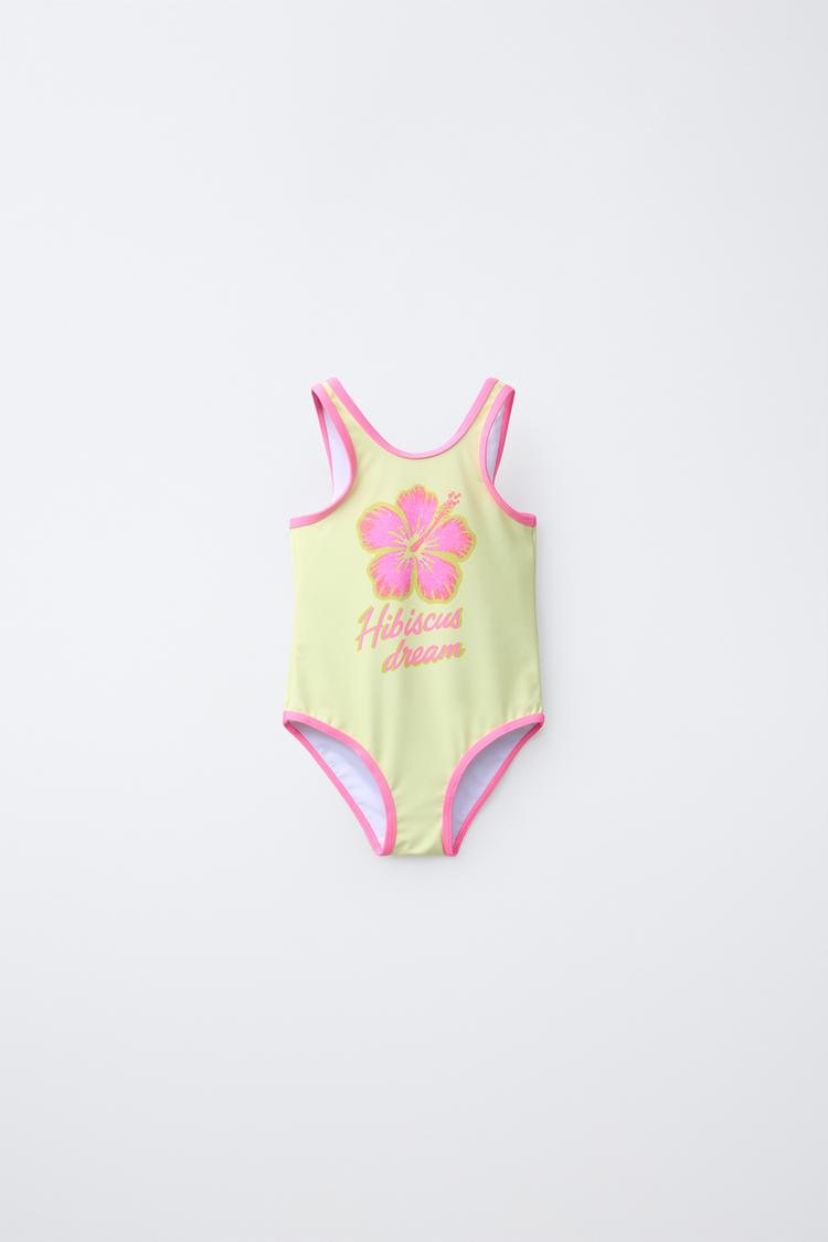 2-6 YEARS/ HIBISCUS FLOWER SWIMSUIT — Fuchsia
