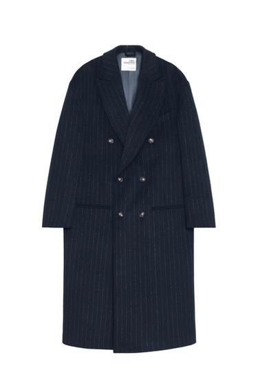SOSHIOTSUKI x ZARA オーバーサイズフィット ピンストライプ柄コートネイビーブルーZaraのSOSHIOTSUKI x ZARA オーバーサイズフィット ピンストライプ柄コート - ネイビーブルー 