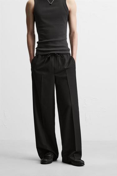 RELAXED FIT TROUSERS WITH STRIPE - Black by Zara - Image 1