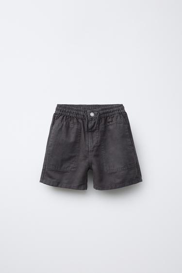 LINEN BLEND BERMUDA SHORTS - Anthracite grey by Zara - Image 0