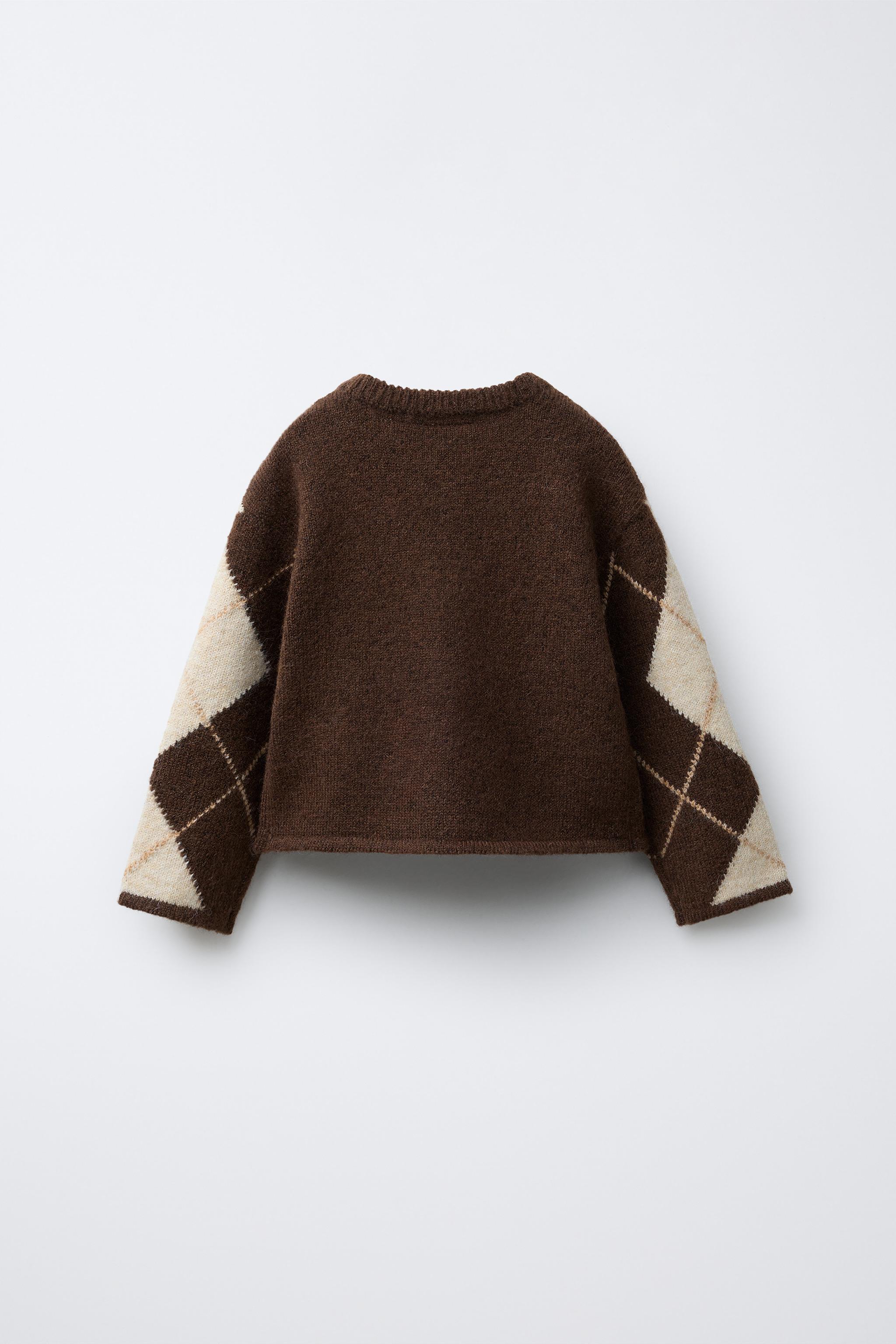 ARGYLE KNIT CARDIGAN - Chocolate | ZARA United States