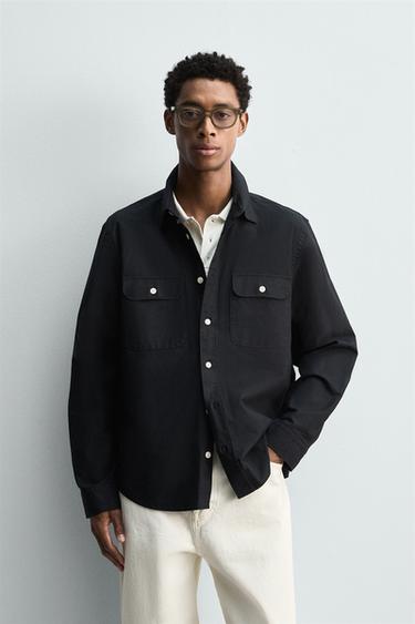 Zara POCKET OVERSHIRT - Dark navy