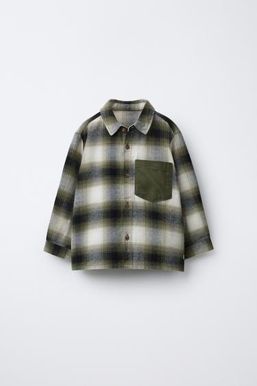 CHECK SHIRT WITH POCKET - Green by Zara - Image 0