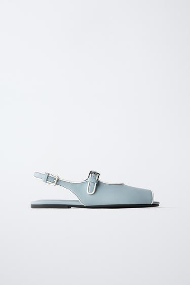 TRIM SLINGBACK BALLET FLATS - Blue by Zara