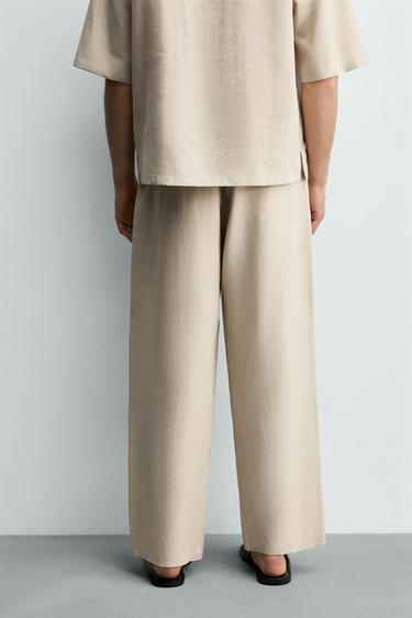 PANTALON FLUIDE À PLIS - Écru de Zara - Image 2