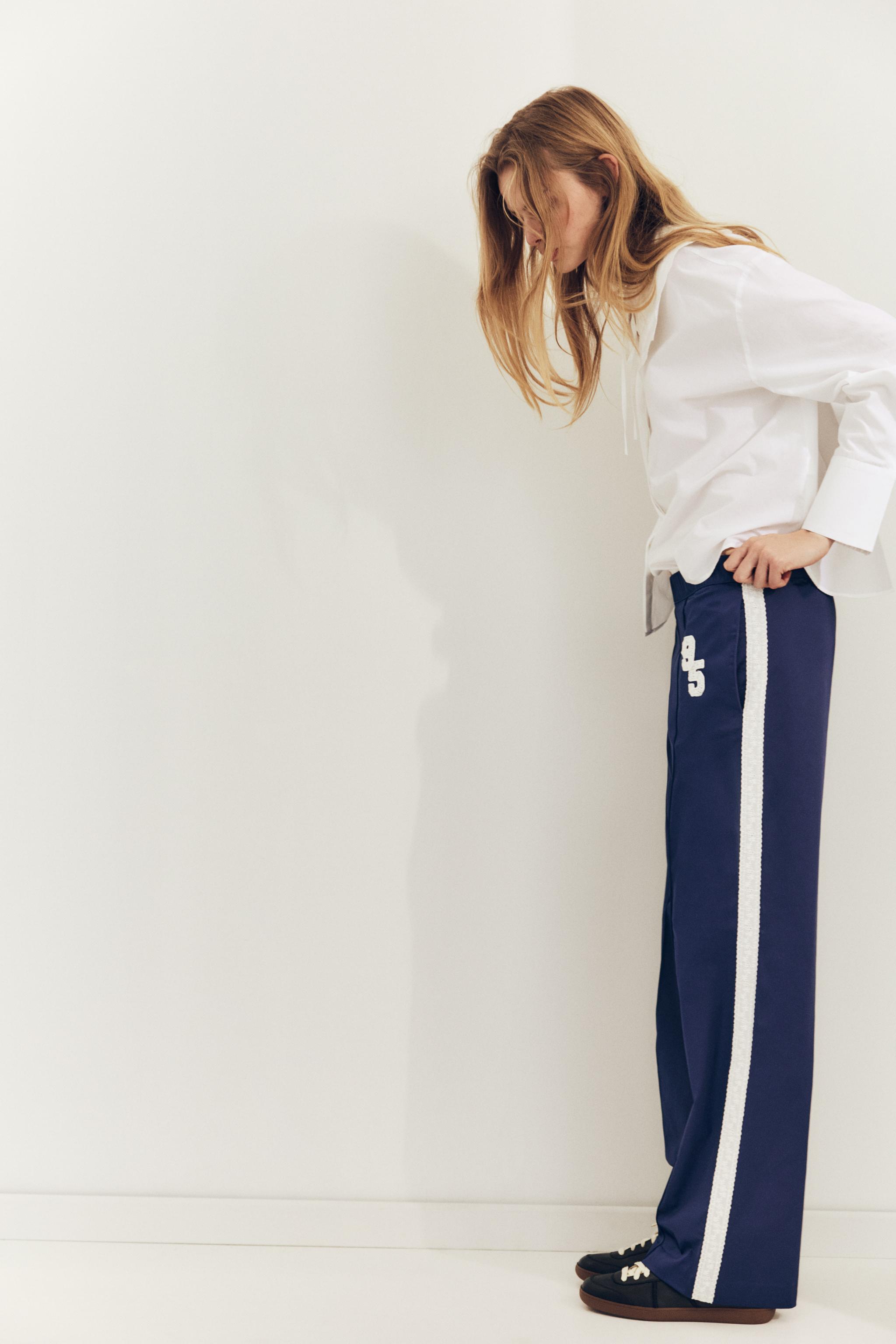サイドライン入りサテンパンツ - ネイビーブルー | ZARA Japan