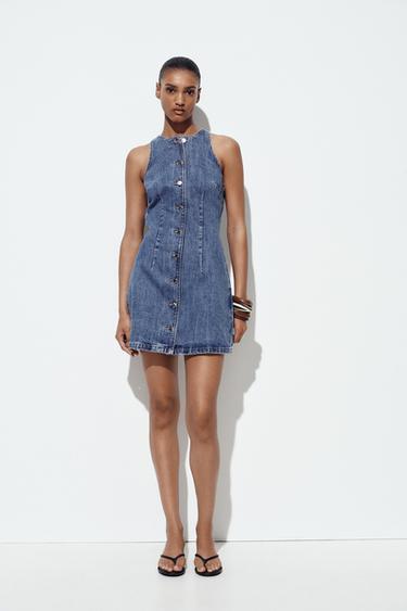 فستان Z1975 قصير DENIM - أزرق وسط الخاص بـ Zara - صورة 0
