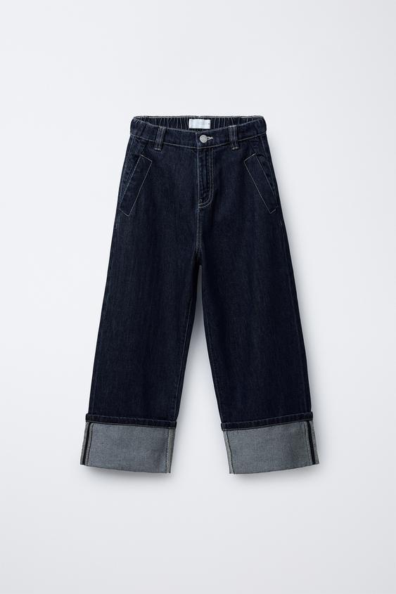 WIDE-FIT JEANS WITH TURN-UP HEMS