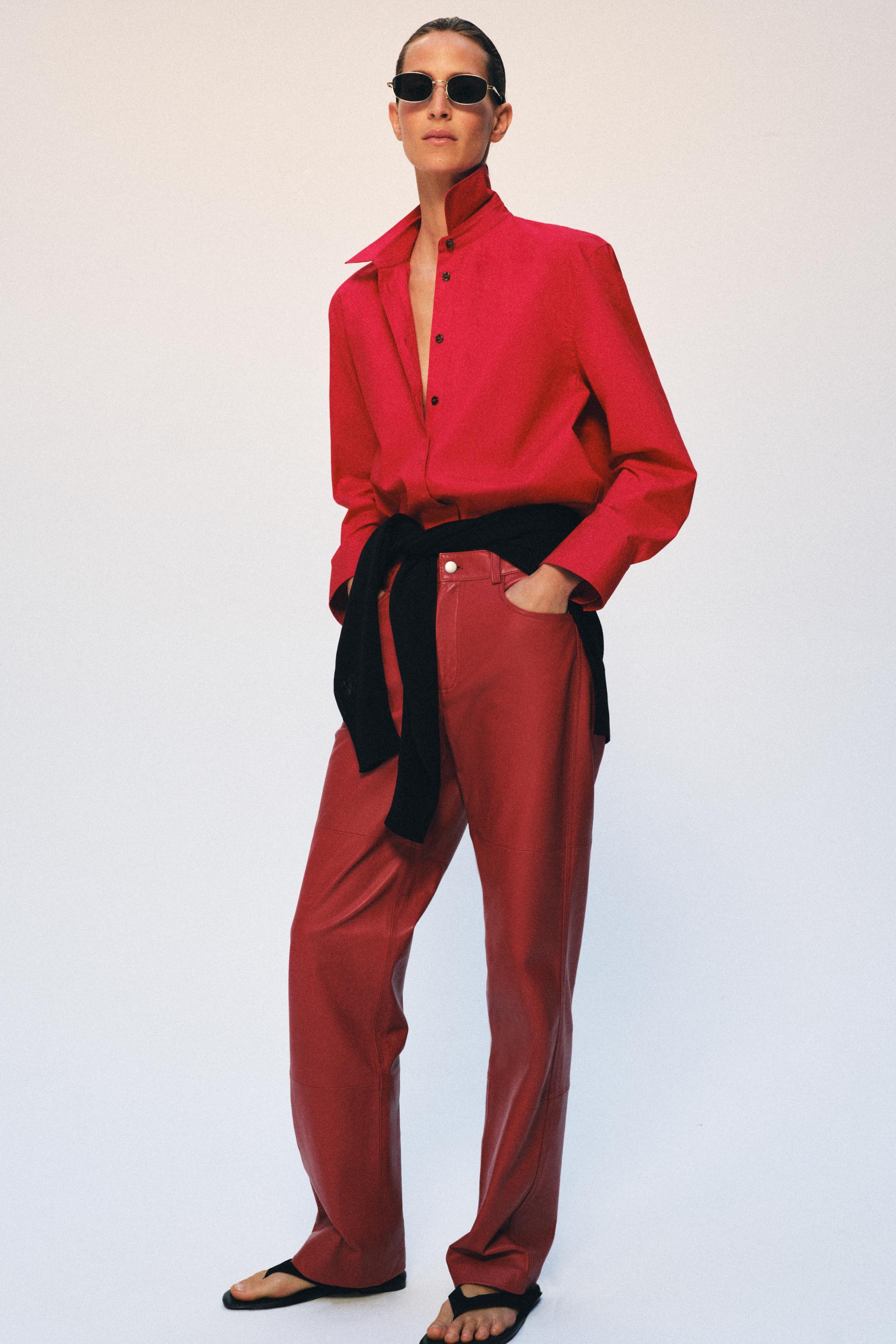 Женские брюки Zara ZW COLLECTION LIMITED EDITION 100% LEATHER PANTS