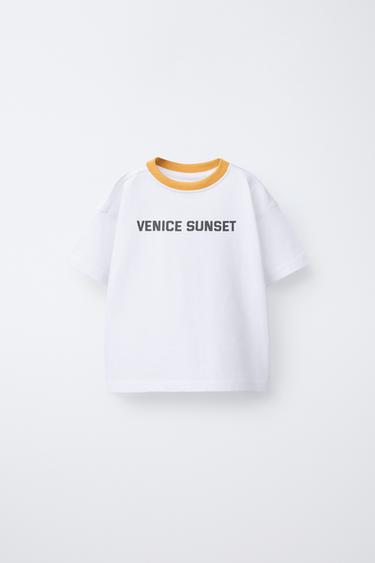 T-SHIRT À INSCRIPTION IMPRIMÉE - blanc-orange de Zara