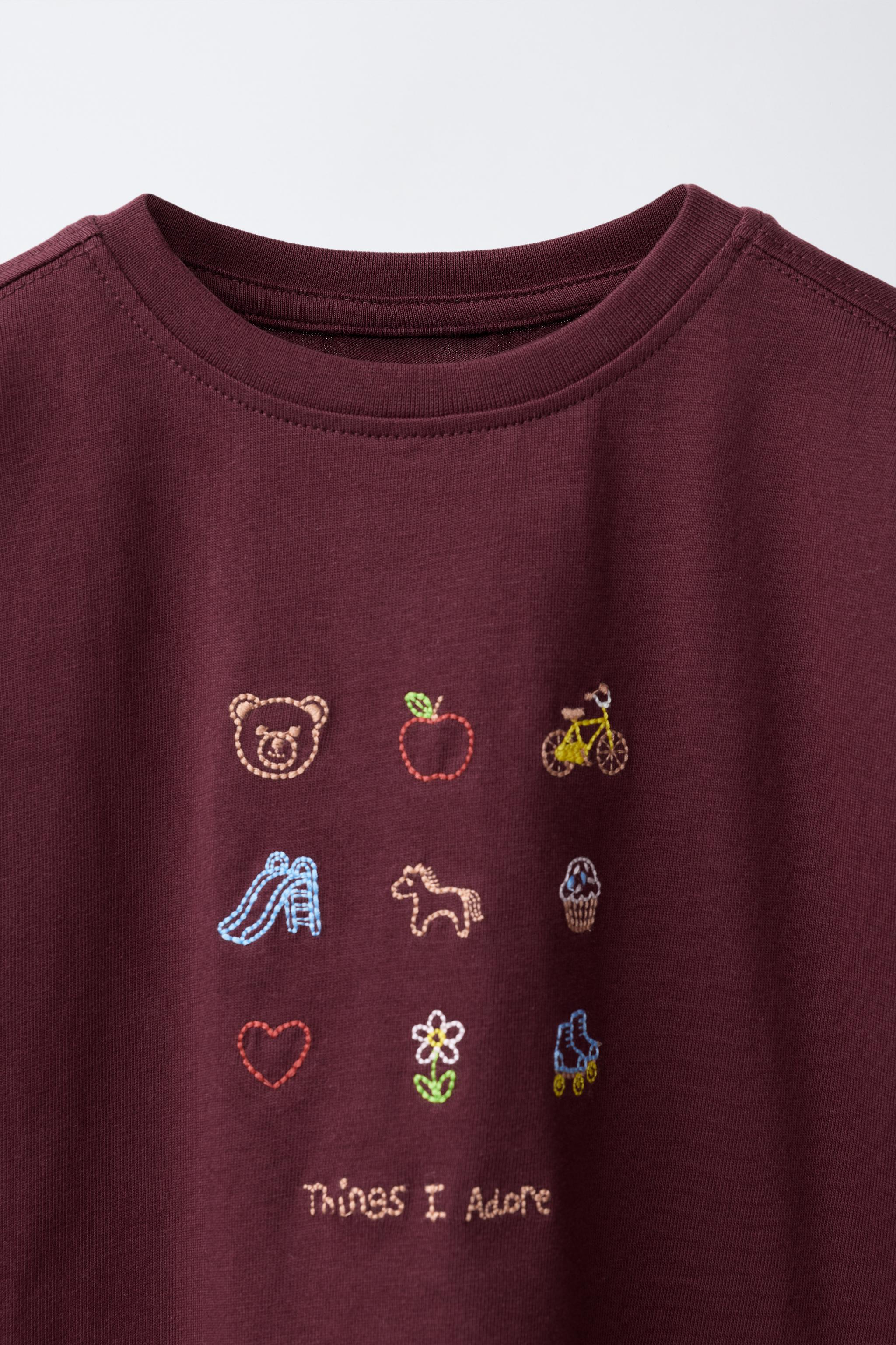 EMBROIDERED DETAIL T-SHIRT - Eggplant | ZARA Canada