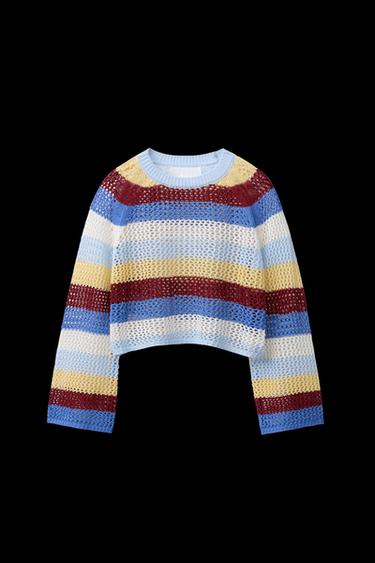 Zara CROPPED RED SWEATER - Multicolored