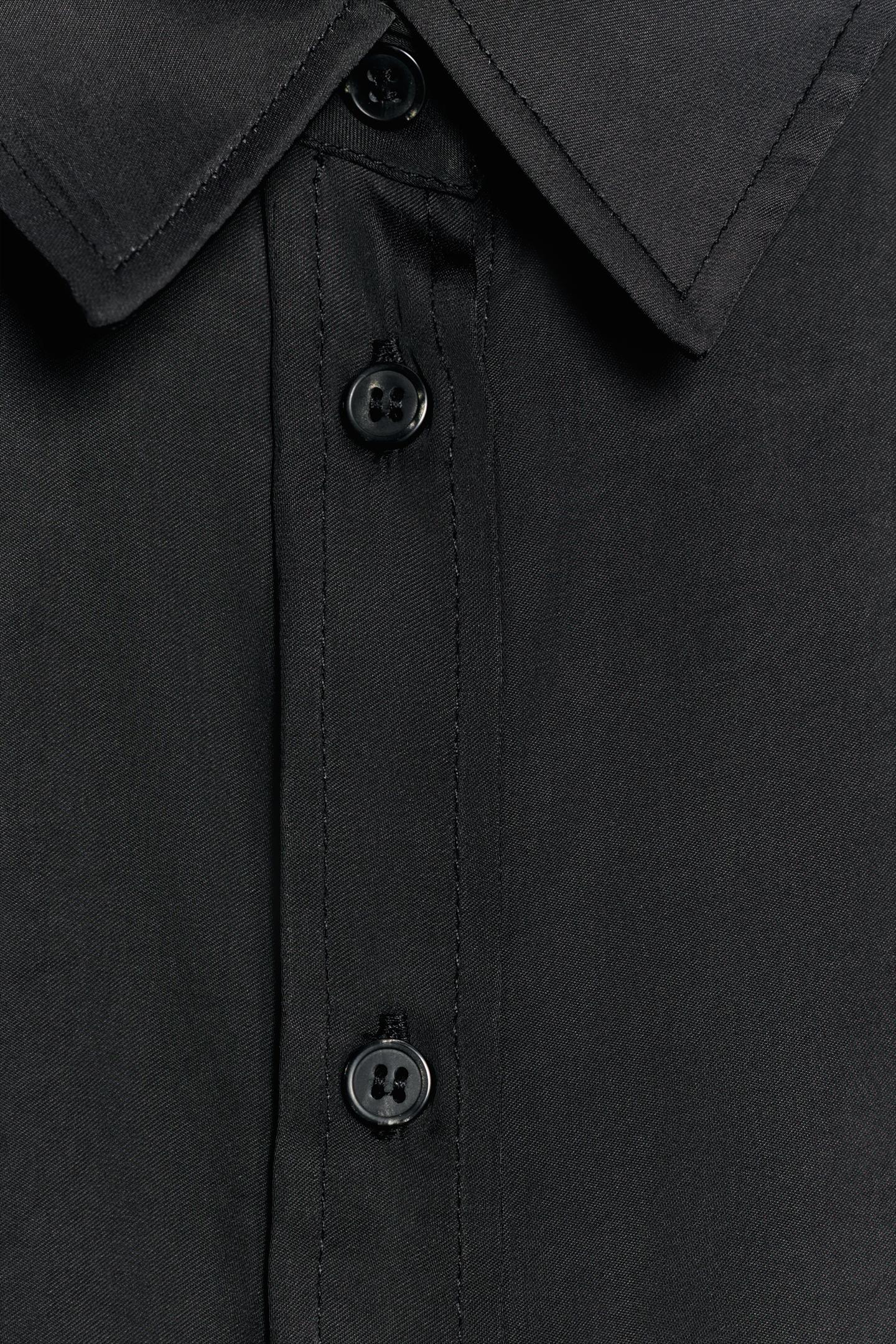 Женская рубашка Zara Satin Cropped, цвет: Чёрный — фото 3