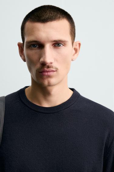 100% WOOL SWEATER - Navy blue by Zara - Image 4
