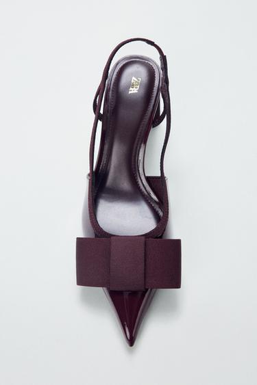 SLINGBACK HEELS WITH BOW - Burgundy Red by Zara