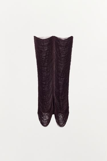 JUPE MI-LONGUE À FRANGES - Marron de Zara - Image 3