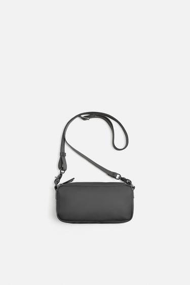 Zara RUBBERIZED MINI CROSSBODY BAG - Black