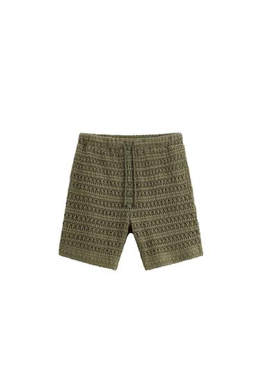 TEXTURED CROCHET BERMUDA SHORTS