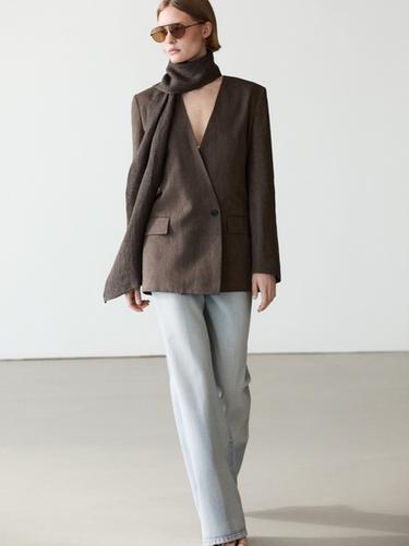 Americana fular mélange 100% lino - Negro oro de Zara