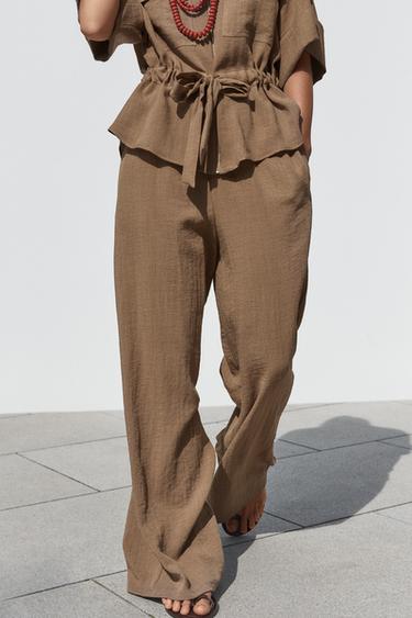 RUSTIC WIDE-LEG TROUSERS - Brown by Zara