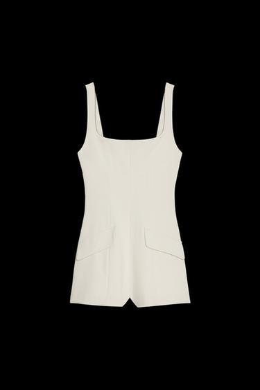 SHORT STRAPPY JUMPSUIT - Light grey by Zara - Image 0