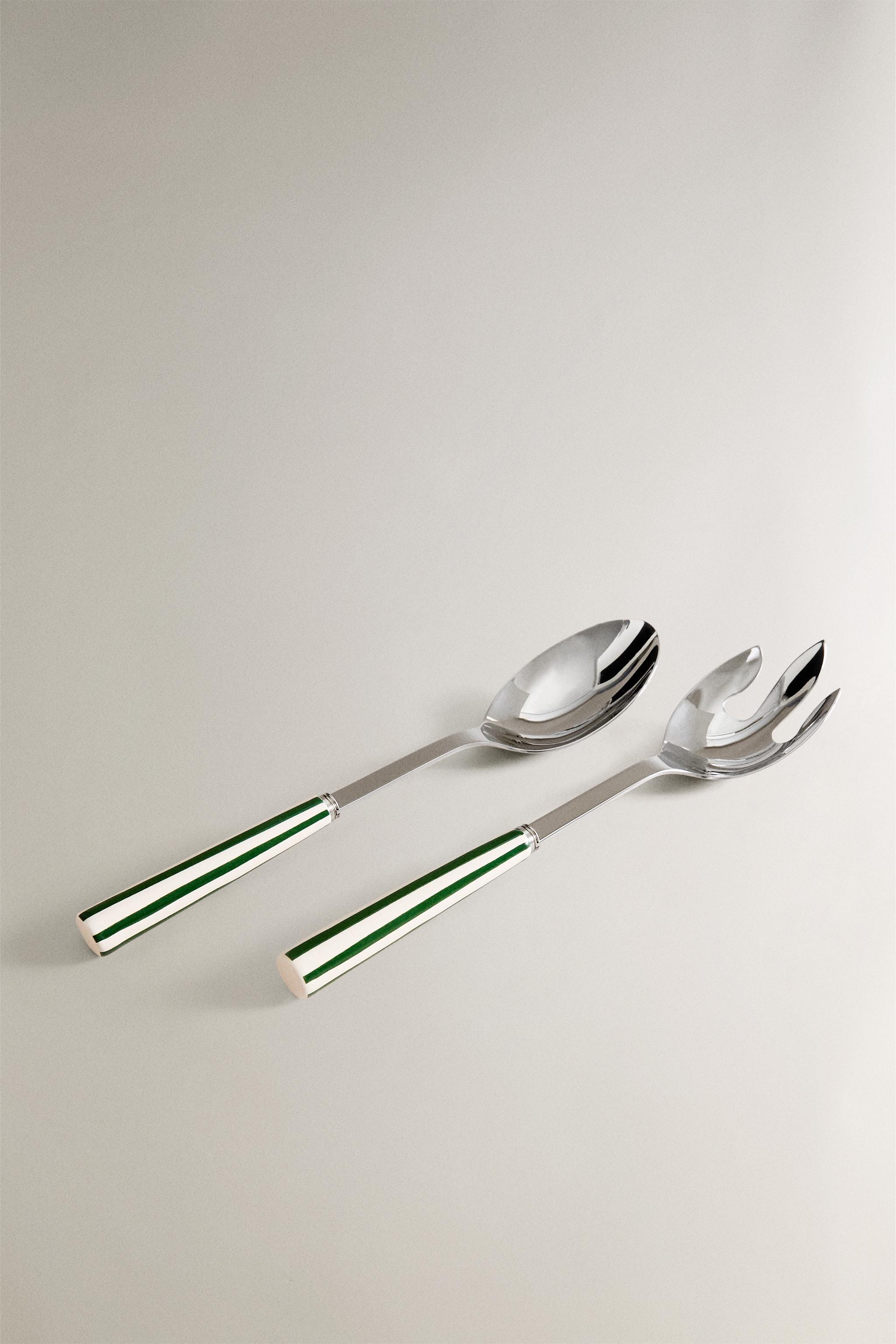 SALAD FLATWARE SET WITH CERAMIC HANDLE (SET OF 2)