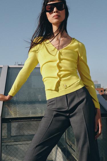 FINE KNIT CARDIGAN - Yellow by Zara