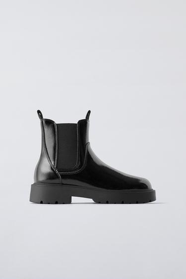 PATENT LEATHER ANKLE BOOTS - Black by Zara