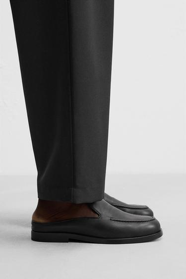 LEATHER MULE LOAFERS - Black by Zara - Image 0