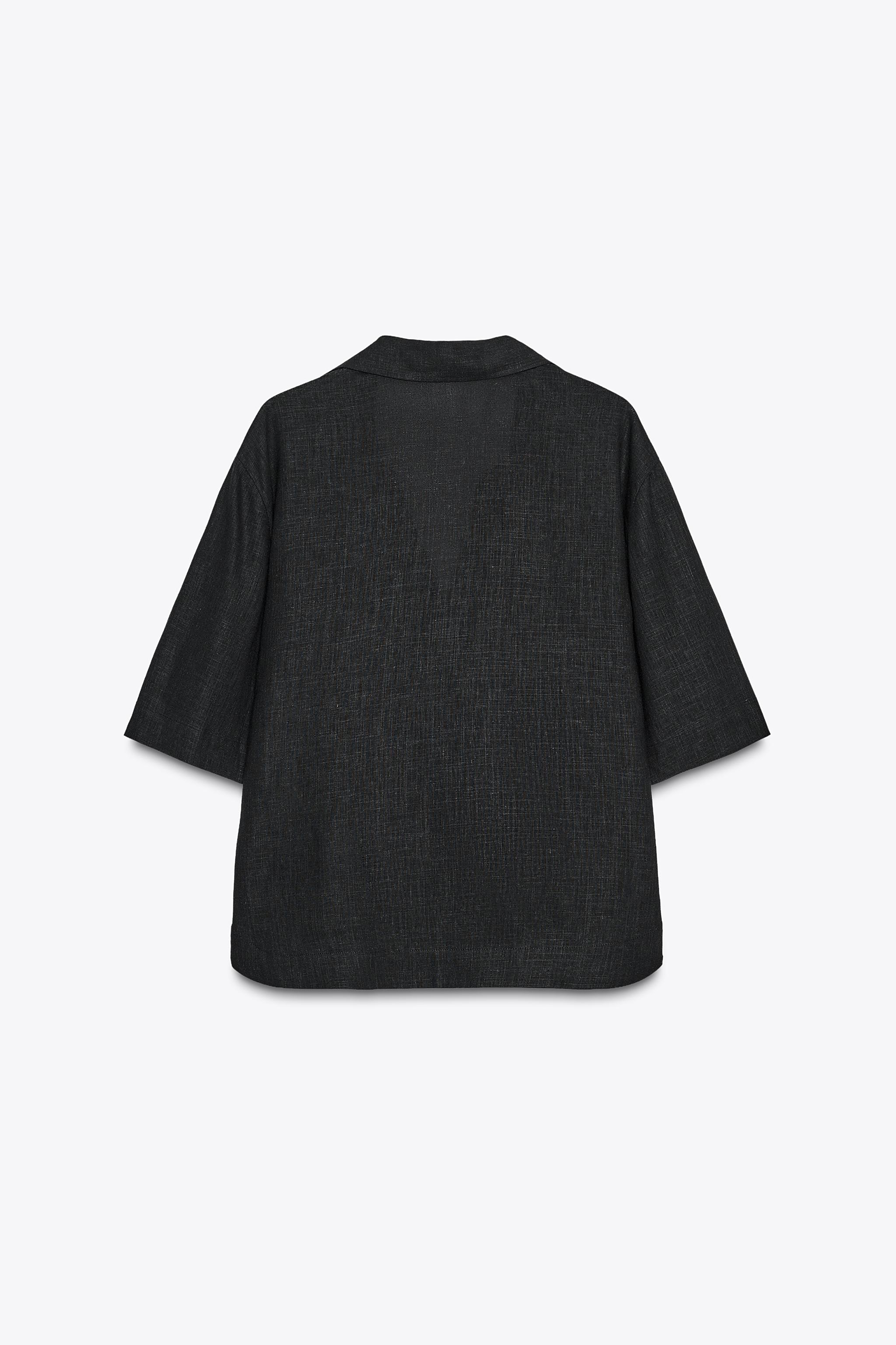 値札付❤️ZARA【S】リネン刺繍入りブラックトップス ZW COLLECTION 値札付❤️ZARA【S】リネン刺繍入りブラックトップス ZW
