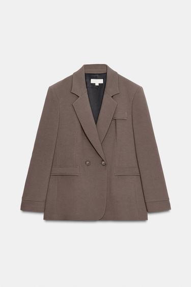 DOUBLE-BREASTED BLAZER WITH SHOULDER PADS - camel by Zara - Image 5