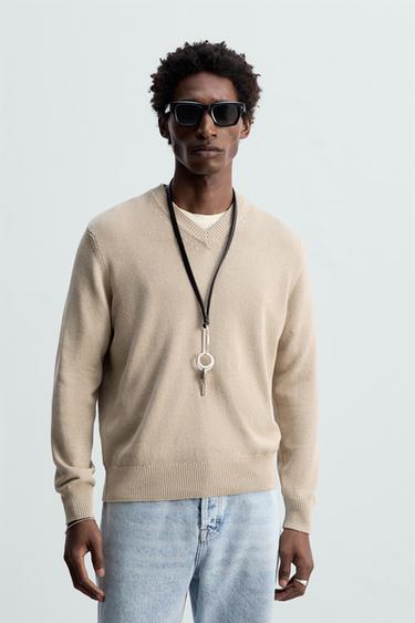 Zara COTTON - LINEN SWEATER - Beige
