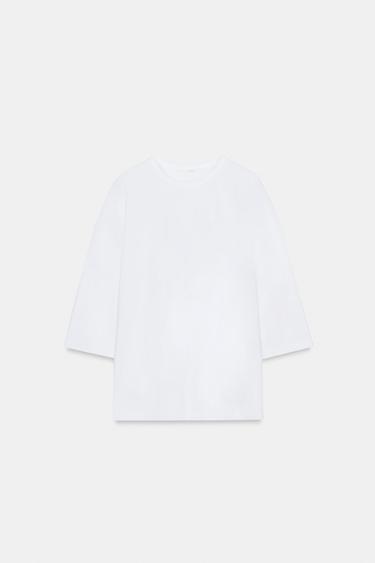 Zara RUSTIC SHORT SLEEVE T-SHIRT - White