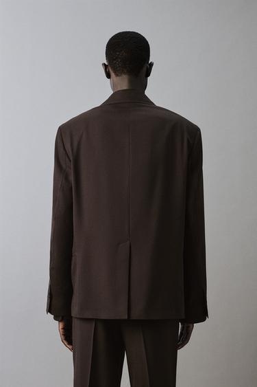 WOOL BLEND SUIT BLAZER - Brown by Zara - Image 2