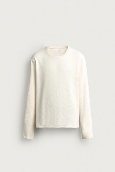 CAMISETA RELAXED FIT ESTRUCTURA - Blanco roto de Zara