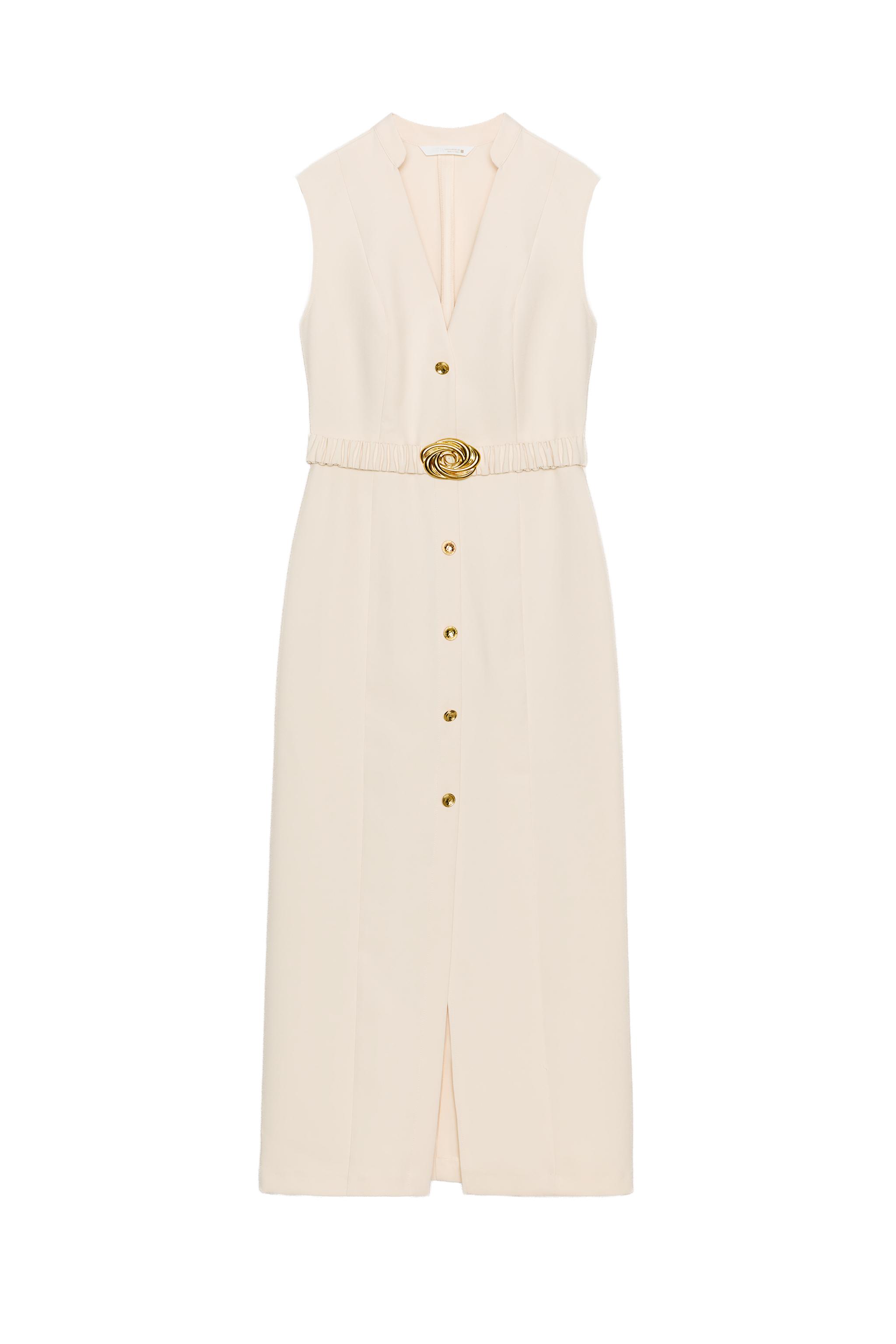 BELTED MIDI DRESS - Ecru | ZARA United States