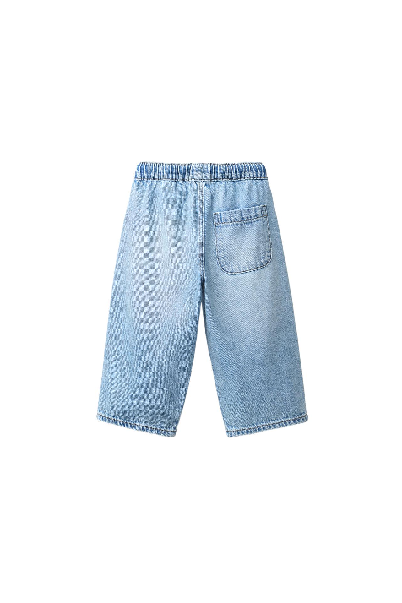 LOOSE TWILL TIE-WAIST PANTS — Light blue