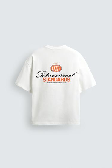 CONTRAST SLOGAN PRINT T-SHIRT - Oyster-white by Zara