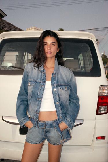 TRF PLEATED DENIM JACKET - Blue by Zara