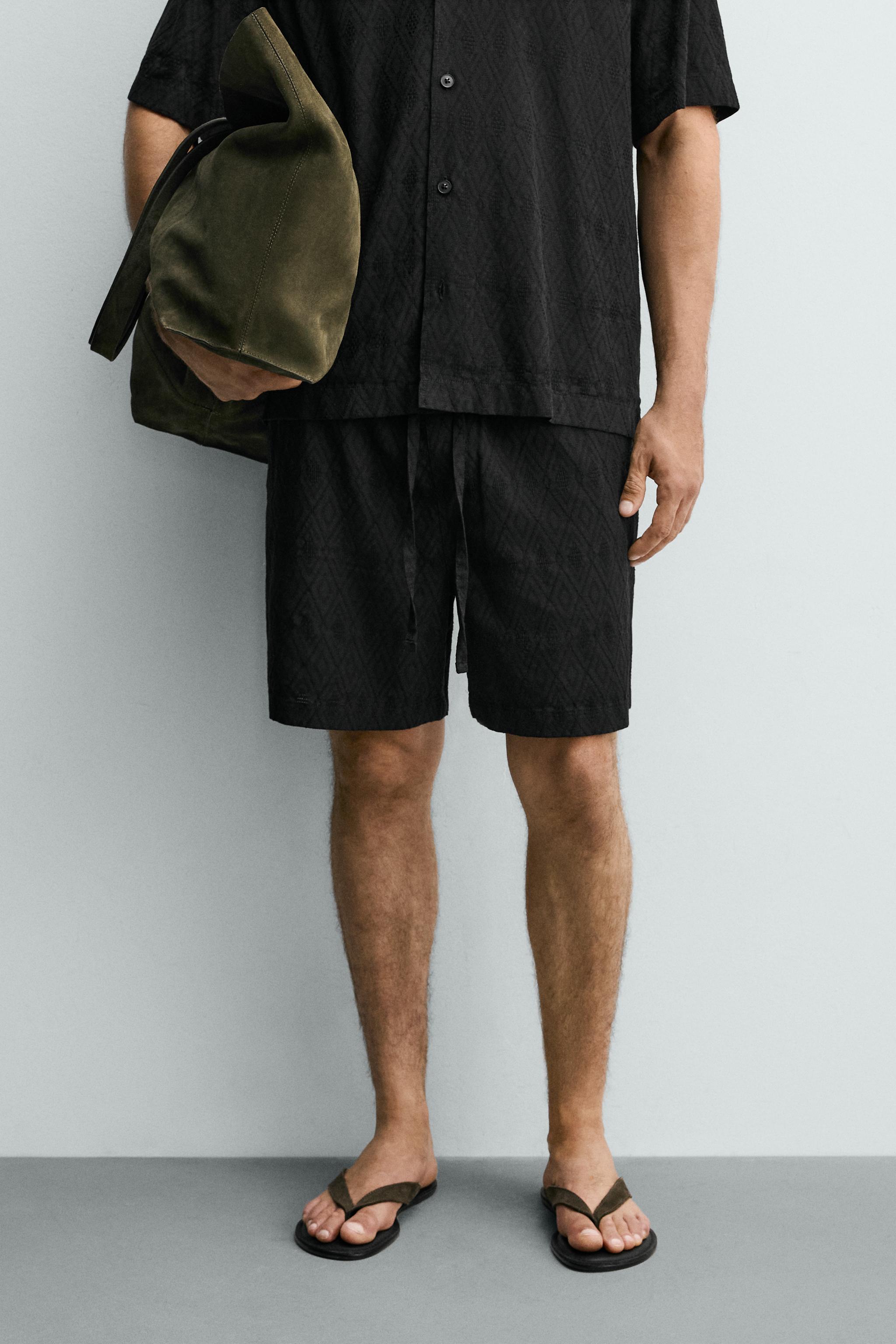 Мужские шорты Zara GEOMETRIC JACQUARD REGULAR FIT SHORTS — фото 2