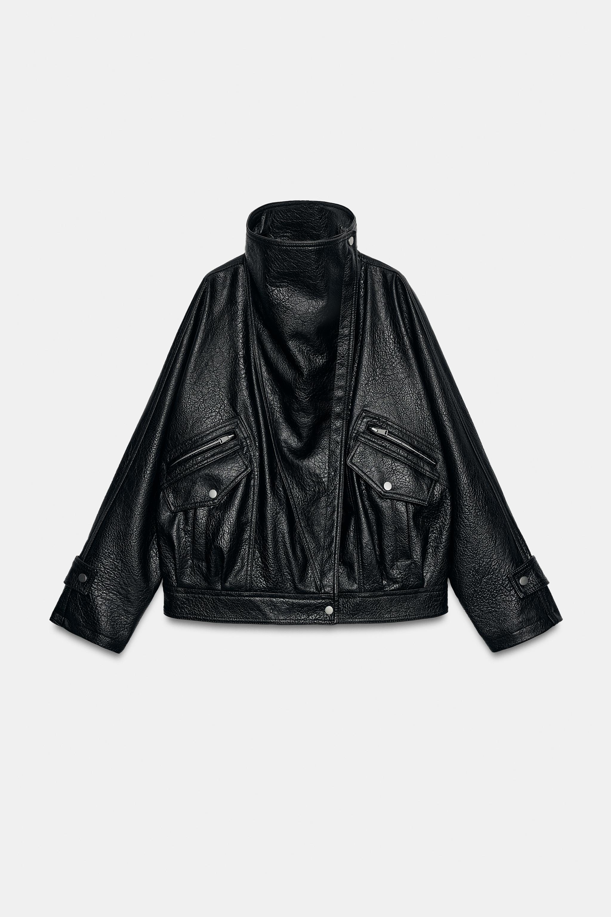 Zara SUNİ DERİ BIKER CEKET görsel 8