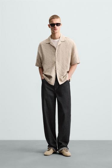 CAMISA JACQUARD GEOMÉTRICO - Gris topo de Zara - Imagen 0